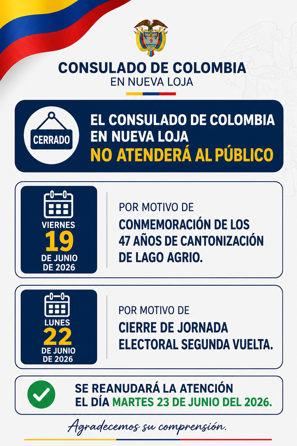 Suspensión temporal de atención al público