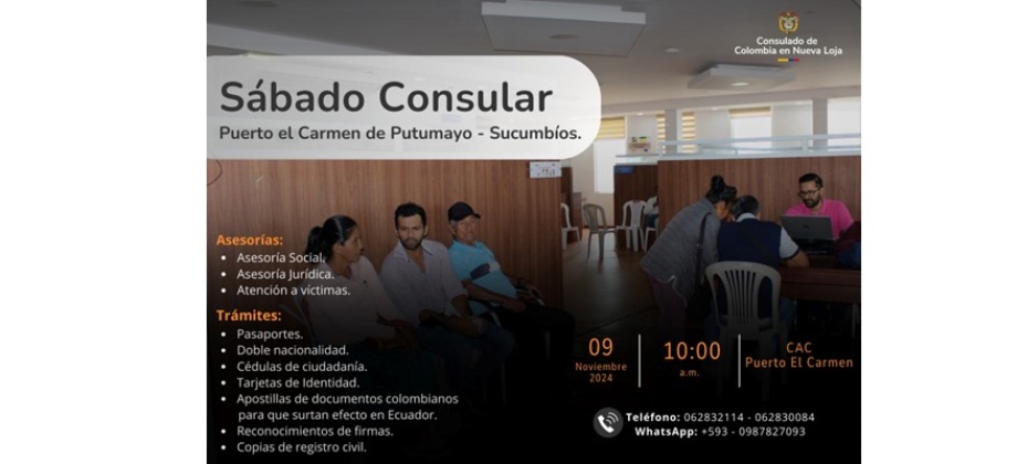 9 de noviembre del 2024 se realizará una jornada de Sábado Consular 