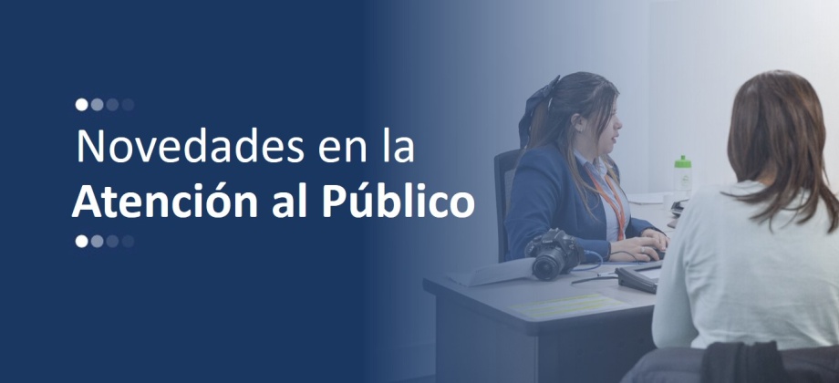 Banner general de novedades de atención al público en el que aparece un usuario y alguien que lo atiende en un escritorio